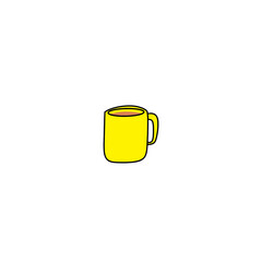 Cute mug cup of tea icon and clipart. Handdrawn illustration with transparent background	