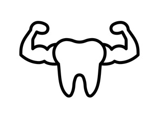 Strong Tooth Line Icon Dental Health and Tooth Strength Symbol