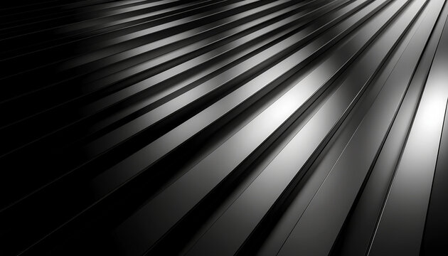 Abstract dark metallic background with parallel lines and strong highlights creating a textured, modern industrial surface.