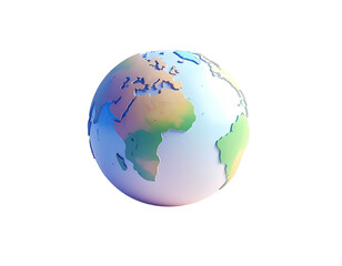 Fototapeta premium Stylized globe showing continents with varied pastel colors