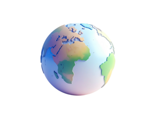 Stylized globe showing continents with varied pastel colors