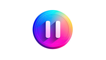 Colorful pause icon in a circle with long shadow