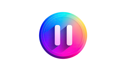 Colorful pause icon in a circle with long shadow