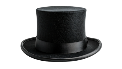 Black silk top hat centered on a dark backdrop
