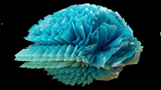 Transparent human body motion with brain layers concept. A stylized representation of a brain with layered textures and vibrant colors.