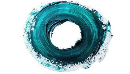 Turquoise paint swirl on black. Simple, artistic