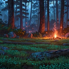 Bioluminescent Fantasy Forest with Glowing Mist
