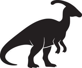 Fototapeta premium Parasaurolophus Silhouette Vector – Side View Dinosaur with Curved Crest