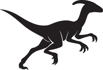 Fototapeta premium Jumping Velociraptor Silhouette Vector – Dynamic Action Dinosaur Illustration