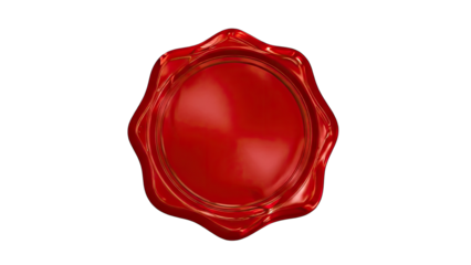 Blank Red Wax Seal Emblem for Official Document Authentication with Embossed Border and Transparent Background