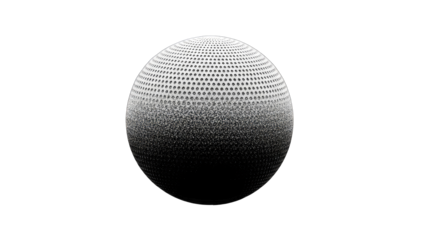 Abstract Three Dimensional Sphere Formed From Tiny Dots With A Subtle Gradient On A Black Background And Transparent Elements Representing Digital Art And Technology Concepts