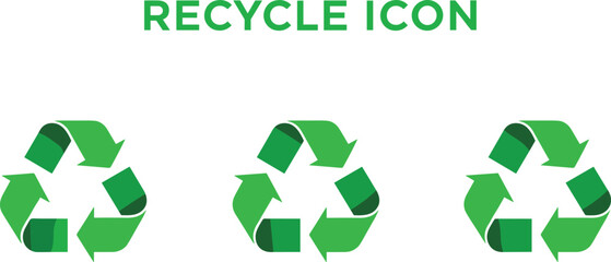 Green recycle icon vector set featuring bold eco-friendly arrows, sustainability symbols, environmental concepts, and modern recycling graphics for conservation and green initiatives