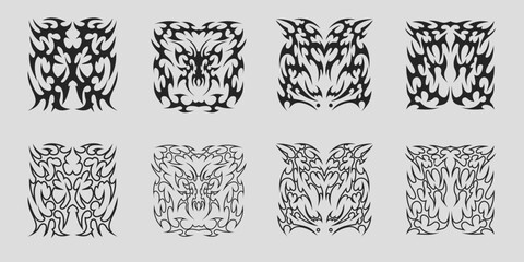 Neo tribal tattoo, cybersigilsm tattoo design set