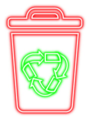 Eco Neon Recycle Bin Icon Illustration