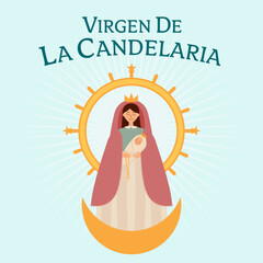 illustration for virgen de la candelaria in flat style design