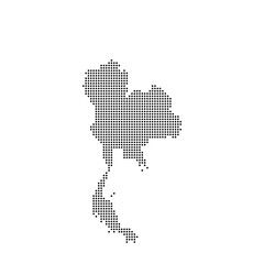 dotted halftone black silhouette of thailand map isolated. thailand country map for travel and presentation. thailand halftones map vector illustration.  world maps circle. global map.