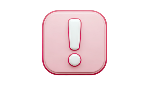 Pink Exclamation Mark Icon on White Background - Powered by Adobe