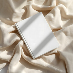 Minimalist White Book on Beige Silk Elegant Flatley for Aesthetic Design
