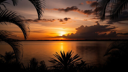 Tropical Sunset Over Water