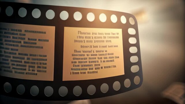 Cinematic Celebration of National Screenwriters Day Film Reels and Scripts Floating in Warm Glow and Motion