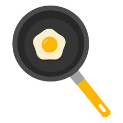 cooking fried egg using frying pan food flat color vector illustration template design