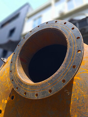 Massive Pipe Flange on Rusty Industrial Vessel