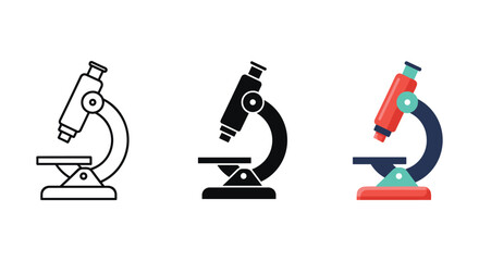 Naklejka premium Microscope icon set for laboratory use