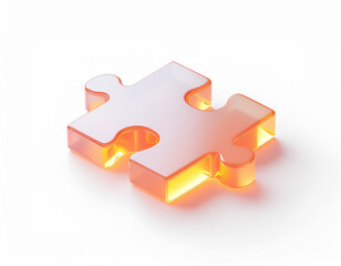 3D Puzzle Piece Icon with glossy orange edges and translucent surface&mdash;symbol of problem-solving, connection, and missing element.