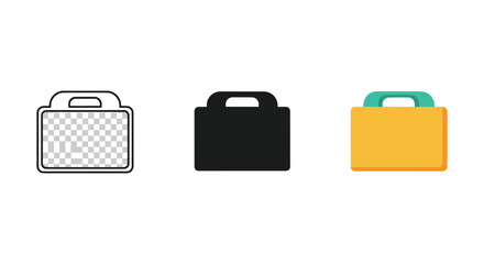 Collection of different briefcase icons in various colors and designs