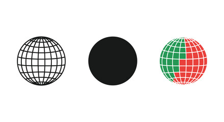 Three spheres with different designs and colors