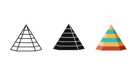 Fototapeta premium Three pyramids with different color schemes