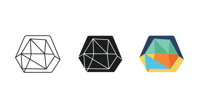 Geometric shapes with different color schemes and designs