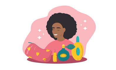 vector flat style illustration. beauty routine