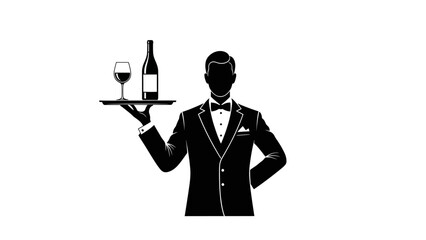 A sophisticated waiter serving wine in a luxurious setting