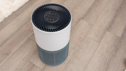 Modern air purifier with sleek design and efficient filtration system, enhancing indoor air quality...