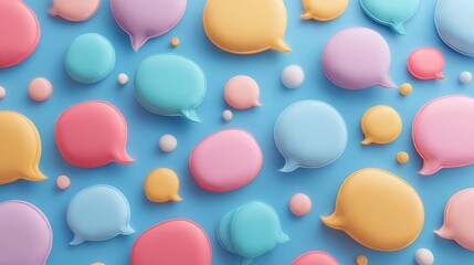 Vibrant colorful speech bubbles on blue background for communication