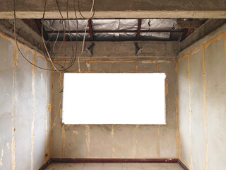 Interior office under construction and unfinished.