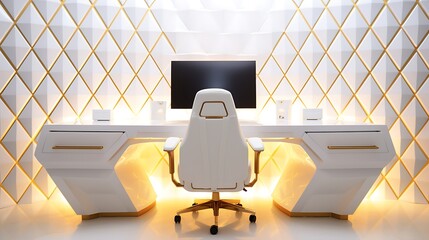 Modern office interior with desks chairs computers and modern design