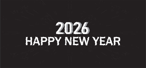 Happy new year 2026, celebration black background 
with stage parti bursting 
