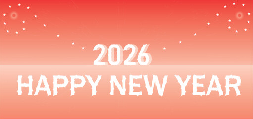Happy new year 2026, celebration background red
 with star bursting