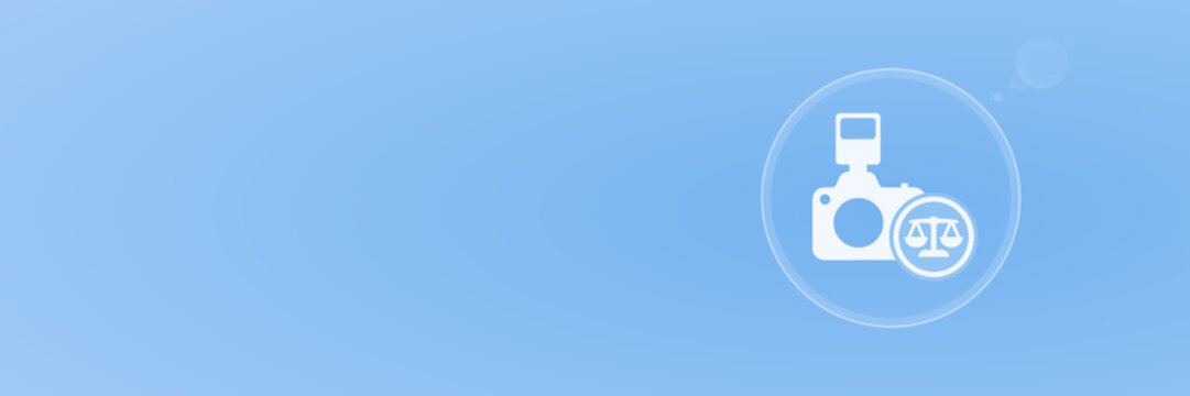 Fotorecht Gesetz Recht Kamera Header copy space - Urheberrecht Kunst Vektor svg unter 60 kB