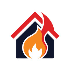 House building fire icon flat vector illustration