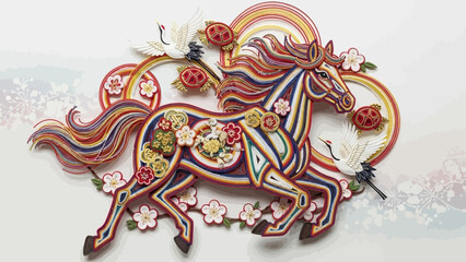 Ethereal Horse: A stunning papercraft artwork of a horse, showcasing intricate details and vibrant colors, exuding a sense of beauty and artistic flair.