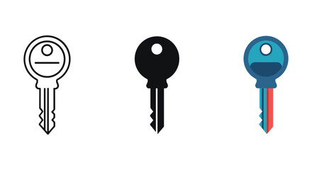 Different styles of keys illustrated in various colors