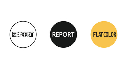 Three colored circles with report and flat color text