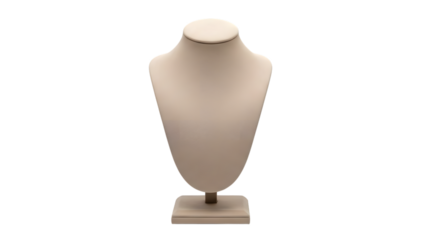 Beige jewelry mannequin bust isolated on transparent background