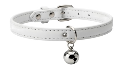 White leather choker with soccer ball charm isolated on transparent background