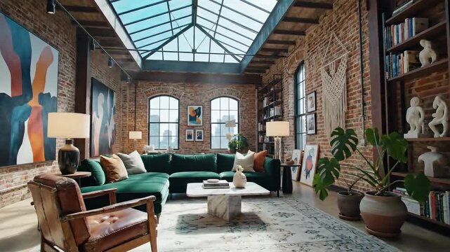 Elegant Interior Design Showcasing Luxurious Living Room With Artistic Flair