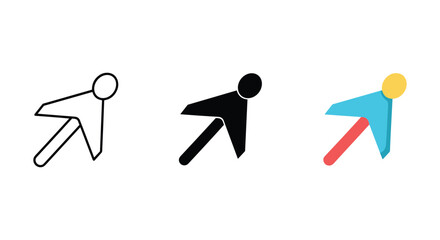 Simple illustration of person running in different colors