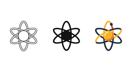 Atomic structure icons in various styles